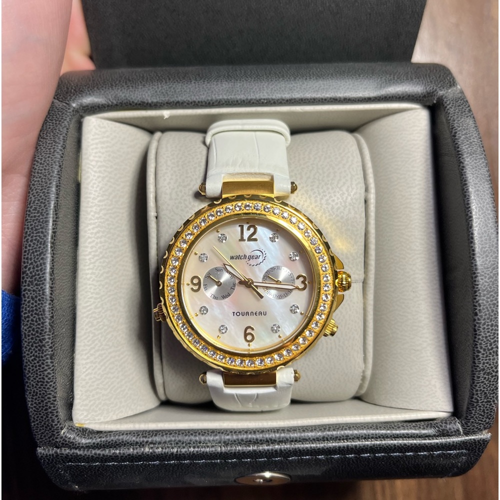 Tourneau Mother Of Pearl Crystal Watch